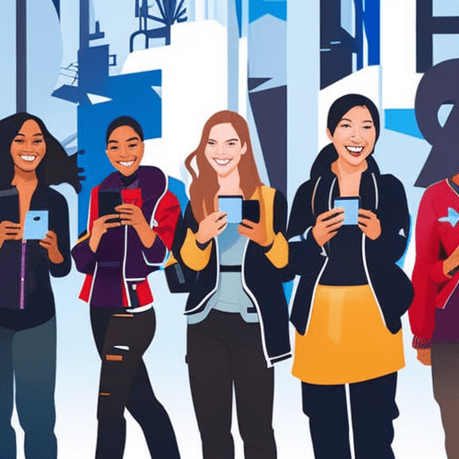 An image that showcases a diverse group of people holding up their smartphones, each displaying a Gap logo